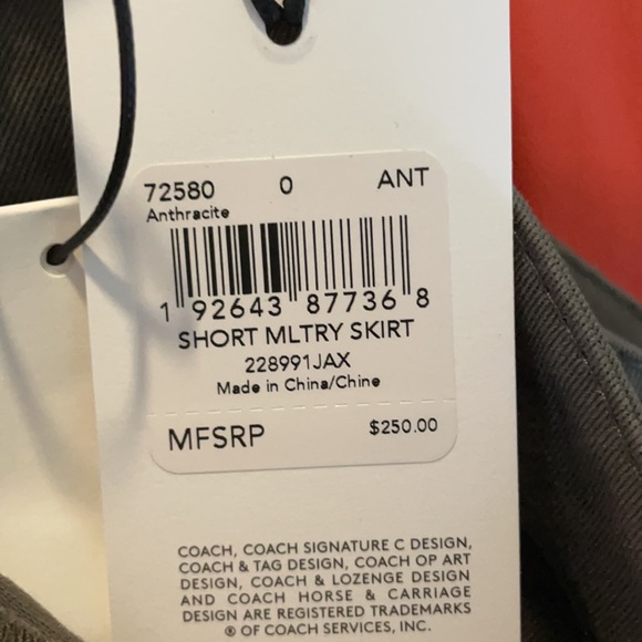 Size 0. COACH gray miniskirt. - Picture 3 of 3